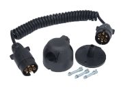 RING 12V 7-Pin 'N' Type Coiled Trailer Electrical Cable | Plastic Plugs/Socket | 1.5m - [RCC120N]