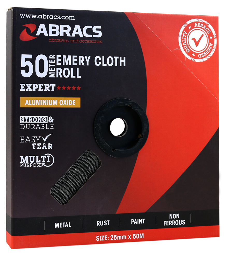 ABRACS 25mm x 50m x 80g Emery Cloth Roll - Pack of 1