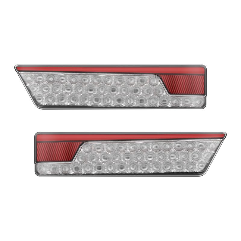 LED Autolamps 355 Series 12/24V LED Rear Combination Light (Dyn. Indicator) | 356mm | Fly Lead | Chrome | Left/Right | S/T/I (Dyn.) w/ Reverse | Pack of 2 - [355ARWM-2]