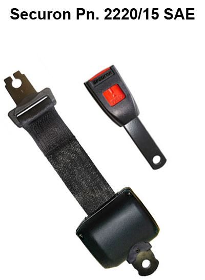 Securon 2220/15SAE Two Point Fixed Buckle Black Retracting Lap Belt