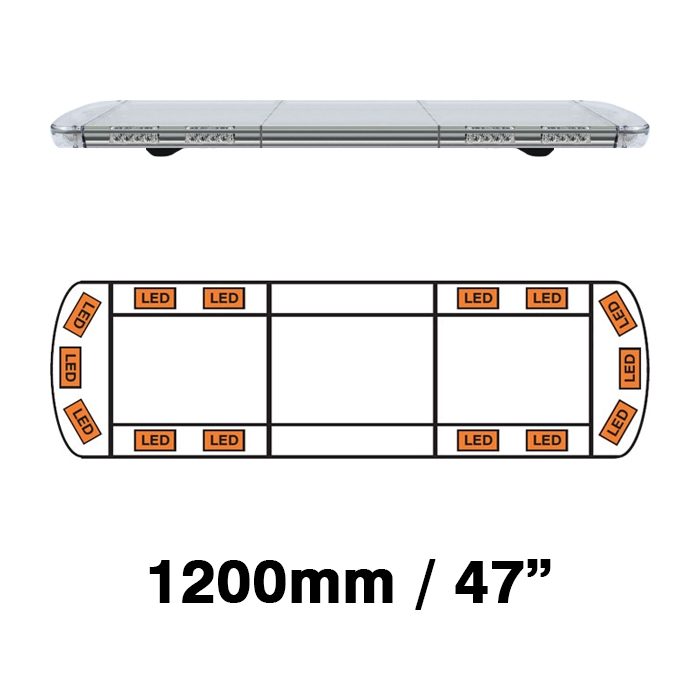 DBG 1200mm Amber/Clear 14 MOD 56-LED Lightbar 12V - [311.47123056LED/12v]