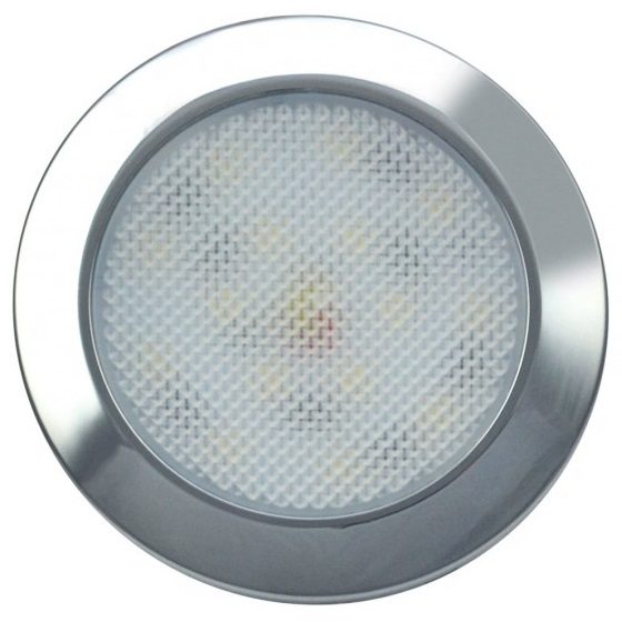 LED Autolamps 7515C (76mm) WHITE 15-LED Round Interior Light CHROME Bezel 180lm 12V