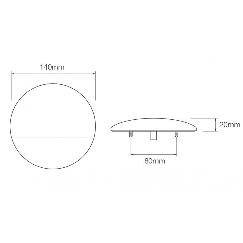 LED Autolamps EU140 Series 12/24V Round LED Rear Combination Light | 140mm | S/T w/ Reverse - [EU140TRM] - Line Drawing
