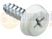 DBG 3/4" Plastic Head PZ Self Tapping Screw Number Plate Fixing - White - Pack of 100 - 1027.8528/100