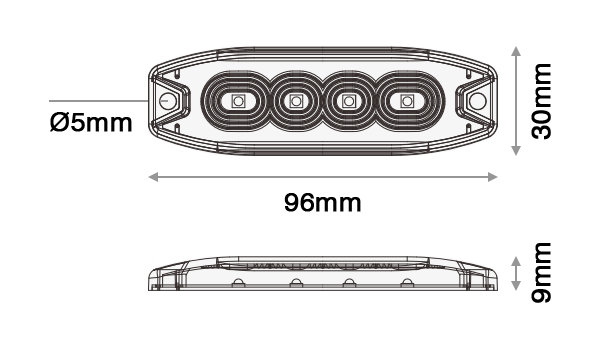 DBG LED Strobe Warning Light | Slim | Amber | 4 LED | R65 - [308.LED4A]