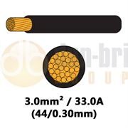 DBG Single Core High Temp Thinwall PVC Automotive Cable 44/0.30 3.0mm² 33.0A - BLACK - 100m