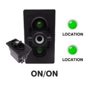 Carling V-Series Rocker Switch Base | 12V | ON/ON | DP | 2xLED Green/Green (L/L) | Pack of 1 - [273.211]