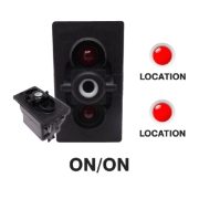 Carling V-Series Rocker Switch Base | 12V | ON/ON | DP | 2xLED Red/Red (L/L) | Pack of 1 - [273.210]