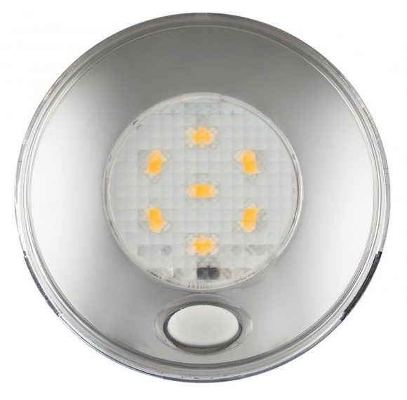LED Autolamps 79CWR12 (79mm) WHITE 6-LED Round Interior Light with SWITCH CHROME Bezel 70lm 12V