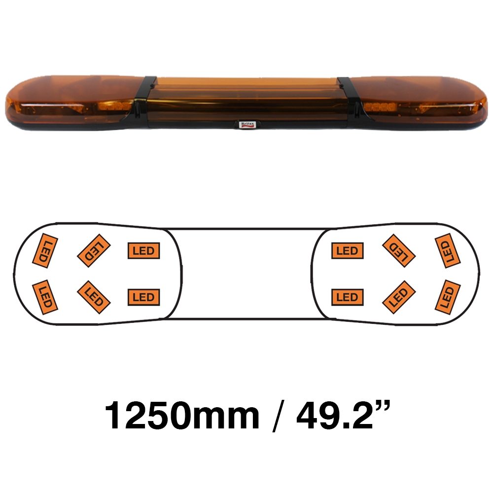 Britax A13 Series 1250mm LED R65 Amber/Amber 12 Module Lightbar [A13750.100.DV]