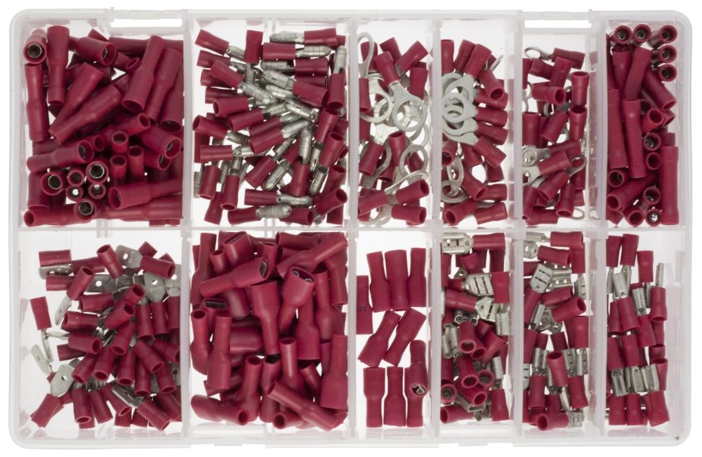 Assorted Red Insulated Crimp Terminals - Box of 400 - [1023.DB6]