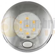 LED Autolamps 79SWR12 (79mm) WHITE 6-LED Round Interior Light with SWITCH SILVER Bezel 70lm 12V