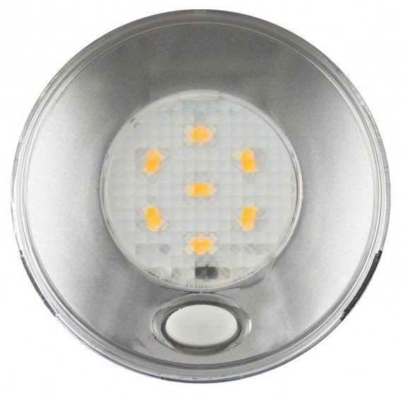 LED Autolamps 79SWR12 (79mm) WHITE 6-LED Round Interior Light with SWITCH SILVER Bezel 70lm 12V