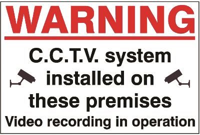 DBG WARNING CCTV Sign 360x240mm (Self Adhesive) - Pack of 1