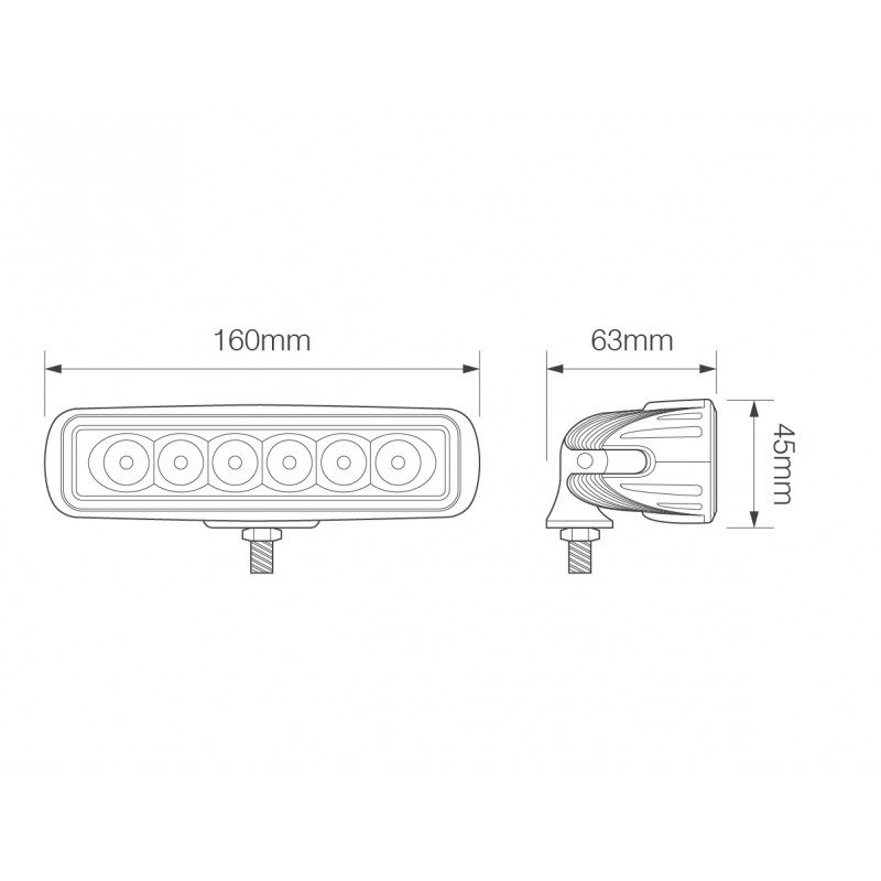 LED Autolamps 16018 Slim 6-LED 1175lm Work Spot Light White 12/24V - 16018WM