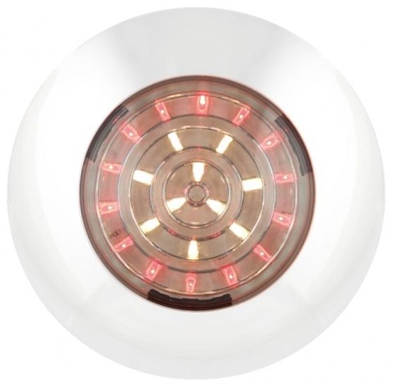 LED Autolamps 7524WR (75mm) WHITE/RED 24-LED Round Interior Light WHITE Bezel 75lm 12V