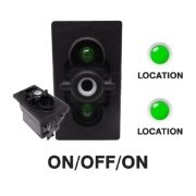 Carling V-Series Rocker Switch Base | 12V | ON/OFF/ON | SP | 2xLED Green/Green (L/L) | Pack of 1 - [273.223]