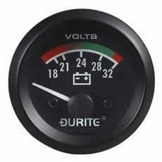 Durite 0-523-72 Battery Condition Voltmeter Gauge (90° Sweep Dial) 24V