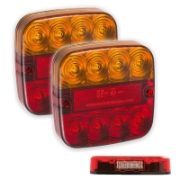 LED Autolamps 99 Series 12V Square LED Rear Combination Light w/ Reflex | 107mm | Number Plate | Pack of 2 - [99ARLL2]