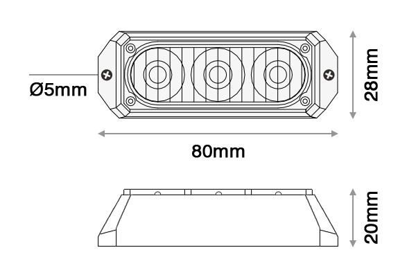 DBG LED Strobe Warning Light | Amber | 3 LED | R65 - [308.LED3XA]