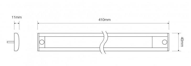 LED Autolamps 40 Series 12V LED Interior Strip Light | 410mm | 500lm | Silver | Switched - [40410S-12] - Line Drawing