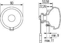 Hella 965 039 Series 90mm Rear Fog Lamp |  Blade Terminals | 24V - [2NE 965 039-117]