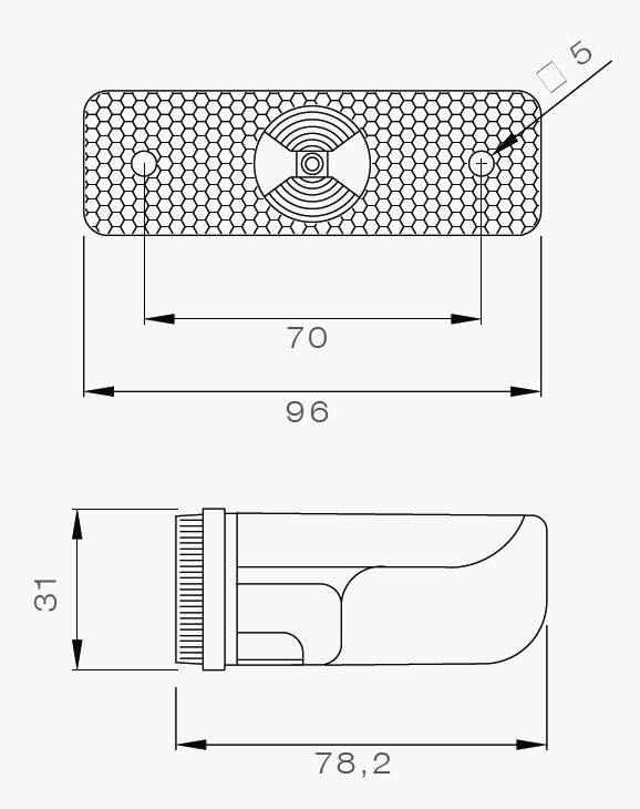 Aspock 31-2214-117 FLATPOINT I LED SIDE MARKER Light with REFLECTOR (0.5m Flat Cable) 24V