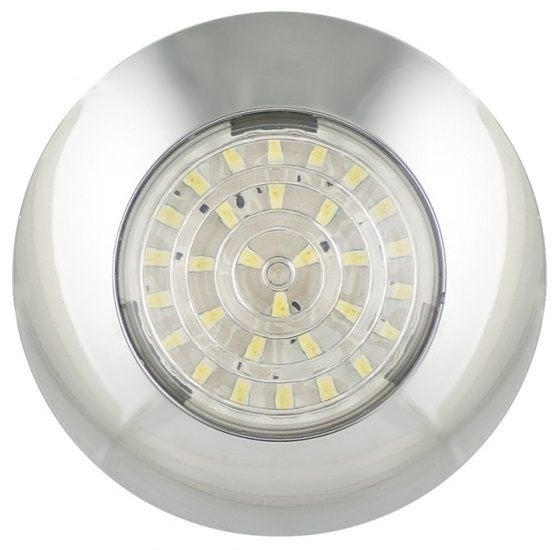 LED Autolamps 7530C (75mm) WHITE 30-LED Round Interior Light CHROME Bezel 90lm 24V