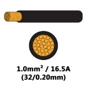 DBG 16.5A (1mm²) BLACK Single Core Thin Wall Automotive Cable | 50m - [540.4102HT/50B]