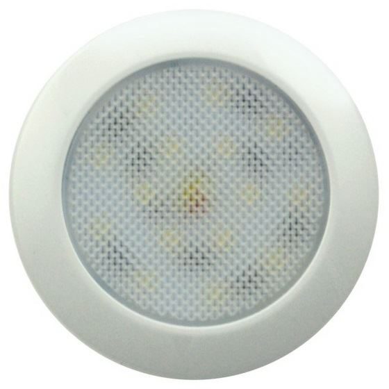 LED Autolamps 7515W (76mm) WHITE 15-LED Round Interior Light WHITE Bezel 180lm 12V