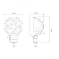 LED Autolamps 8312 Compact Round 4-LED 500lm Work Flood Light Black 12/24V - 8312BM