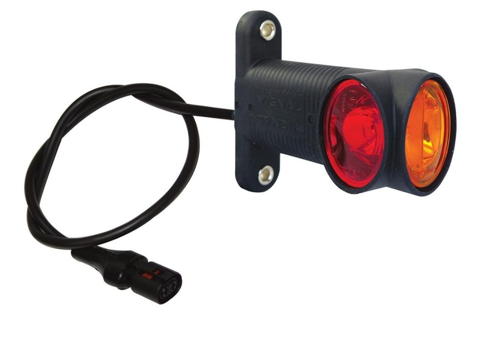 Vignal D13875 FA3 LED LEFT/RIGHT End-Outline Marker Light w/ Side - Straight Stalk [1m Cable + Econoseal]