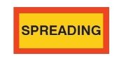 Type 5 Aluminium 'SPREADING' Vehicle Marker Board | R70 | 525x250mm | Pack of 2 - [350.T5S]