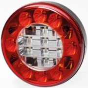 DBG Valueline 120 Series 12/24V Round LED Rear Fog/Reverse Light | 122mm | Fly Lead | Red/Clear - [386.106]