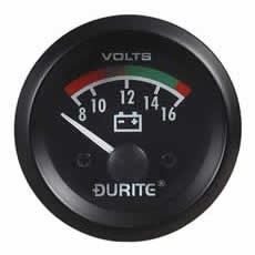 DURITE 0-523-22 Battery Condition Voltmeter (90° Sweep Dial) 12V