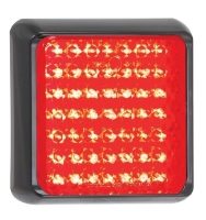 LED Autolamps 100 Series 12/24V Square LED Stop/Tail Light | 100mm | Fly Lead | Black - [100RME]