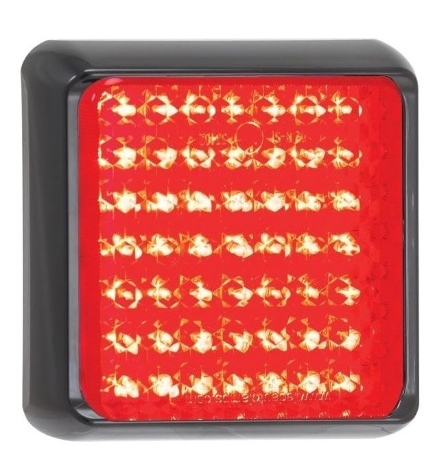 LED Autolamps 100 Series 12/24V Square LED Stop/Tail Light | 100mm | Fly Lead | Black - [100RME]