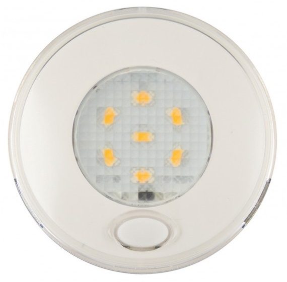 LED Autolamps 79WWR24 (79mm) WHITE 7-LED Round Interior Light with SWITCH WHITE Bezel 82lm 24V