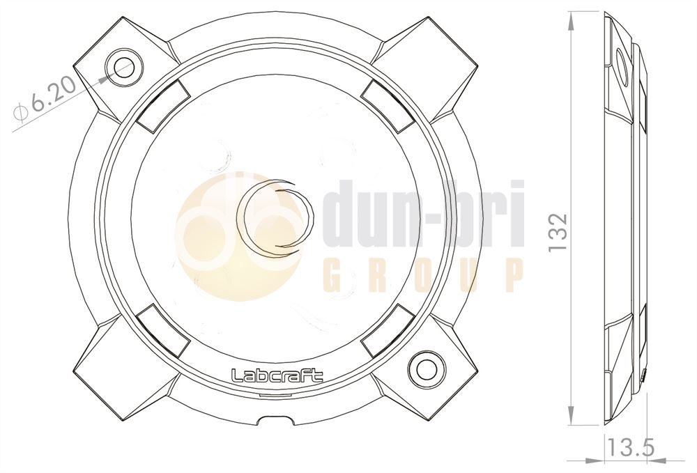 Labcraft PD1_4-3MV Megalux (132mm) 4-LED Round Interior Light 1248lm 12/24V
