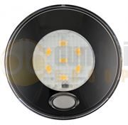 LED Autolamps 79BWR12 (79mm) WHITE 6-LED Round Interior Light with SWITCH BLACK Bezel 70lm 12V