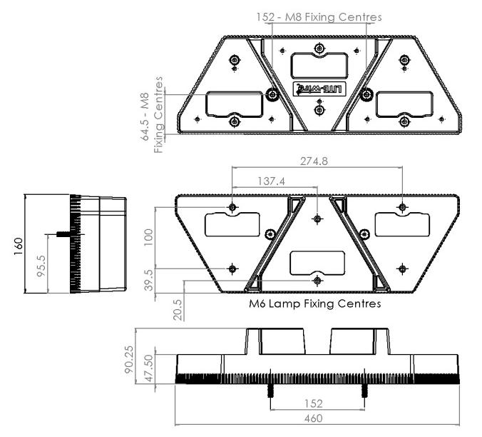 Perei/LITE-wire PL.100.A.02 3 Position Modular Housing