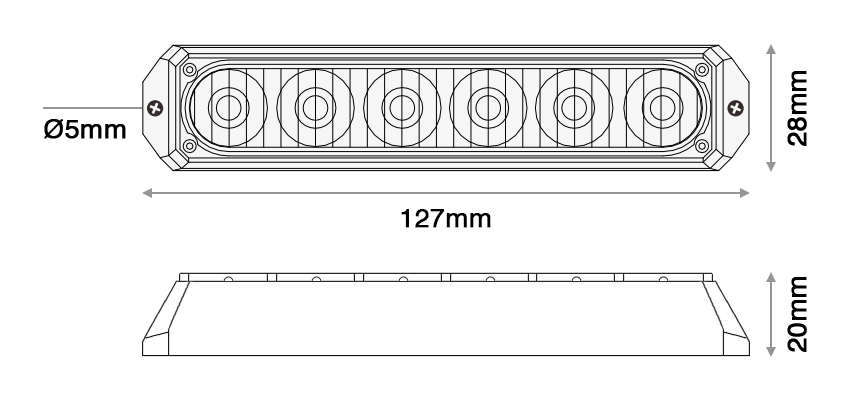 DBG LED Strobe Warning Light | Amber | 6 LED | R65 - [308.LED6XA]