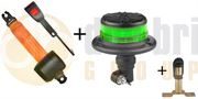 DBG/SECURON Slimline GREEN DIN Pole LED Beacon + Mount + Seatbelt Kit 12/24V