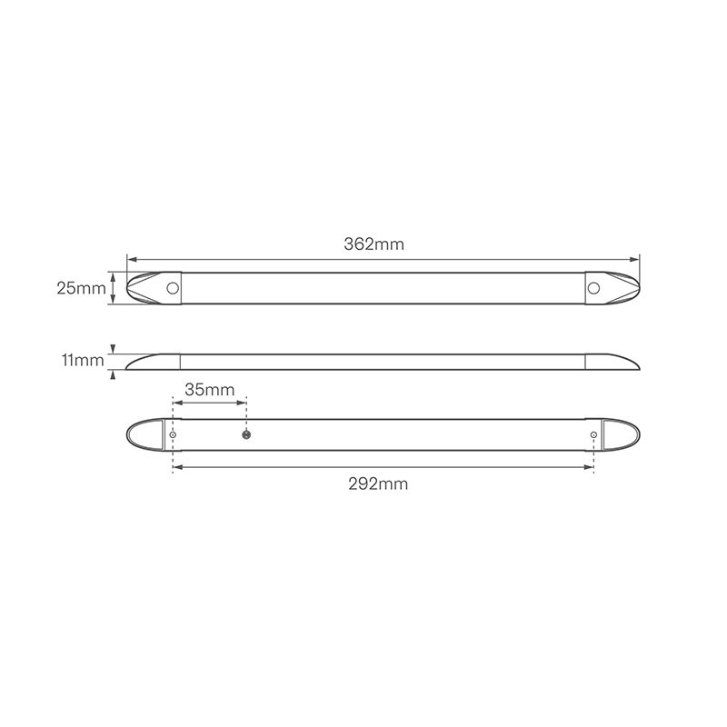 LED Autolamps 24 Series 12/24V LED Interior Strip Light | 362mm | 247lm | White | Un-Switched - [2430WM] - Line Drawing
