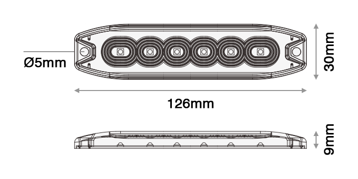 DBG LED Strobe Warning Light | Slim | Amber | 6 LED | R65 - [308.LED6A]