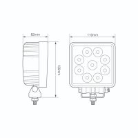 LED Autolamps 10927BM 10927 9-LED 1400lm Work Light (FLOOD) IP67 R10 12/24V