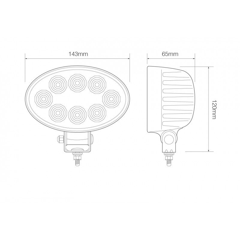 LED Autolamps Oval 8-LED 1600lm Work Flood Light 12/24V - 8424BM