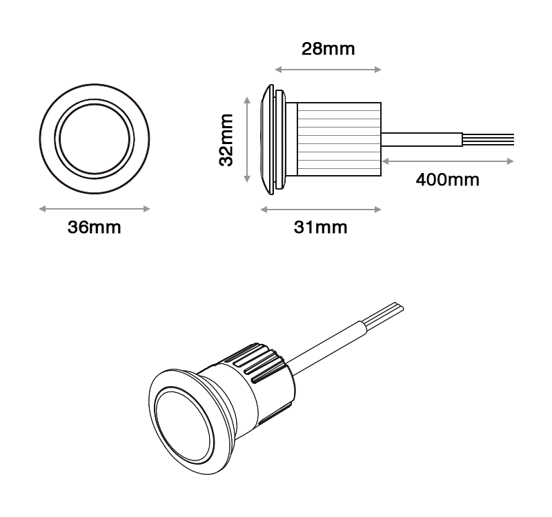 DBG LED Strobe Warning Light | Round | Amber | 4 LED | R65 - [308.041]