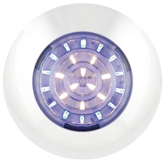 LED Autolamps 7524WB (75mm) BLUE/WHITE 24-LED Round Interior Light WHITE Bezel 75lm 12V
