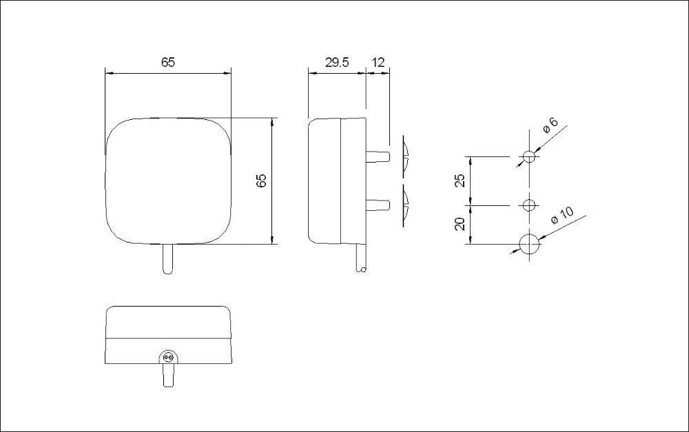 Rubbolite M590 Series Side Marker Light w/ Reflex | Fly Lead [590/01/00] - FORD Transit
